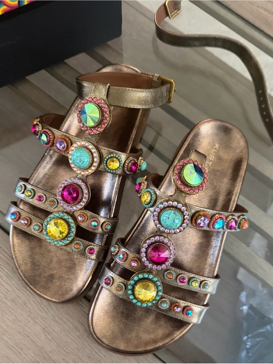 Kurt Geiger Shoes - Kurt Geiger Bronze Metallic Jeweled Strappy Sandals